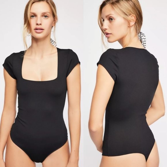 Free People Tops - FREE PEOPLE FAIR AND SQUARE BLACK BODYSUIT SIZE S